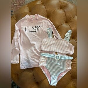 Bundle of two piece swimsuit plus rashguard.